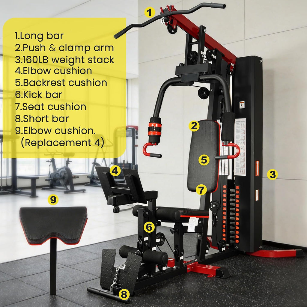 160LB All-in-One Gym Machine Pulley Leg Press Full Body Training