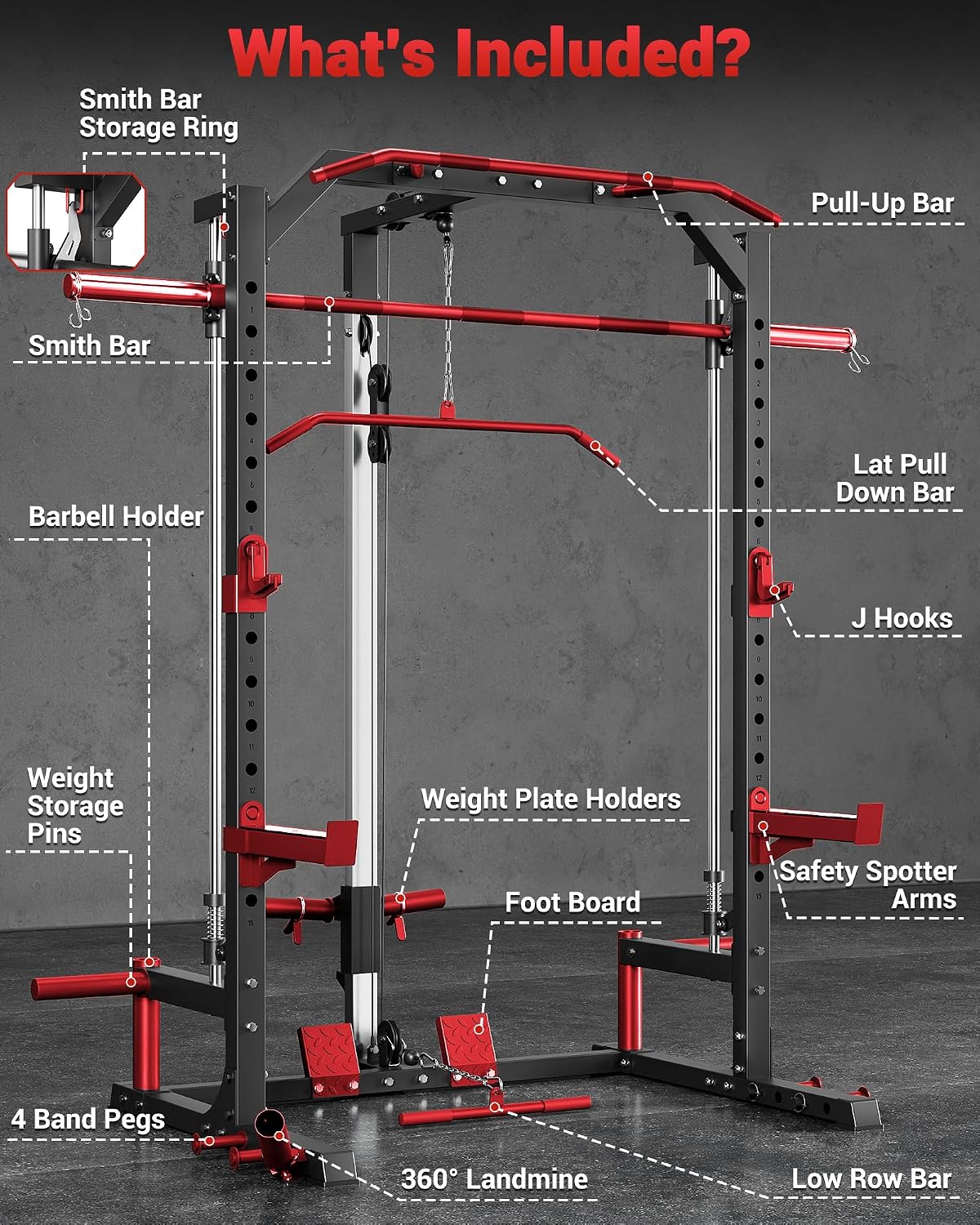 Multi-Functional Smith Machine Full Body Home Training Rack