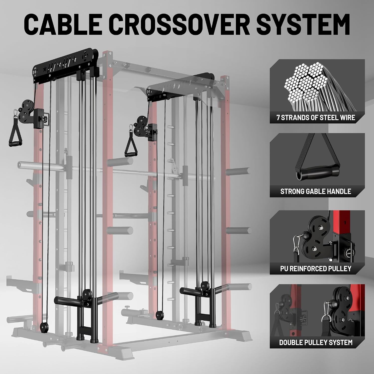Multi-Function Smith Machine Power Cage Cable Crossover Home Rack