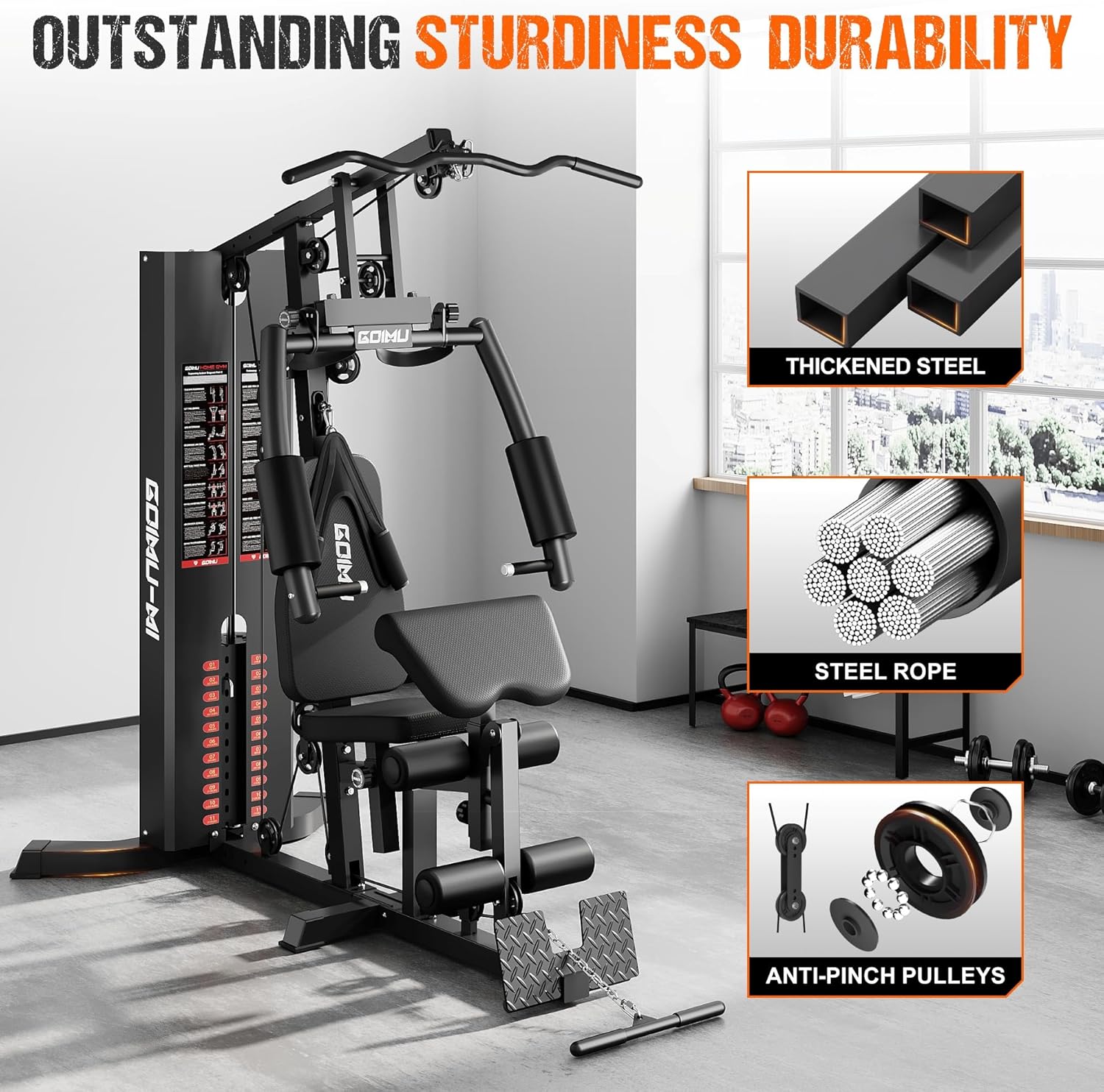 Multifunctional Home Gym Station 140LBS Weight Stack Full Body Training