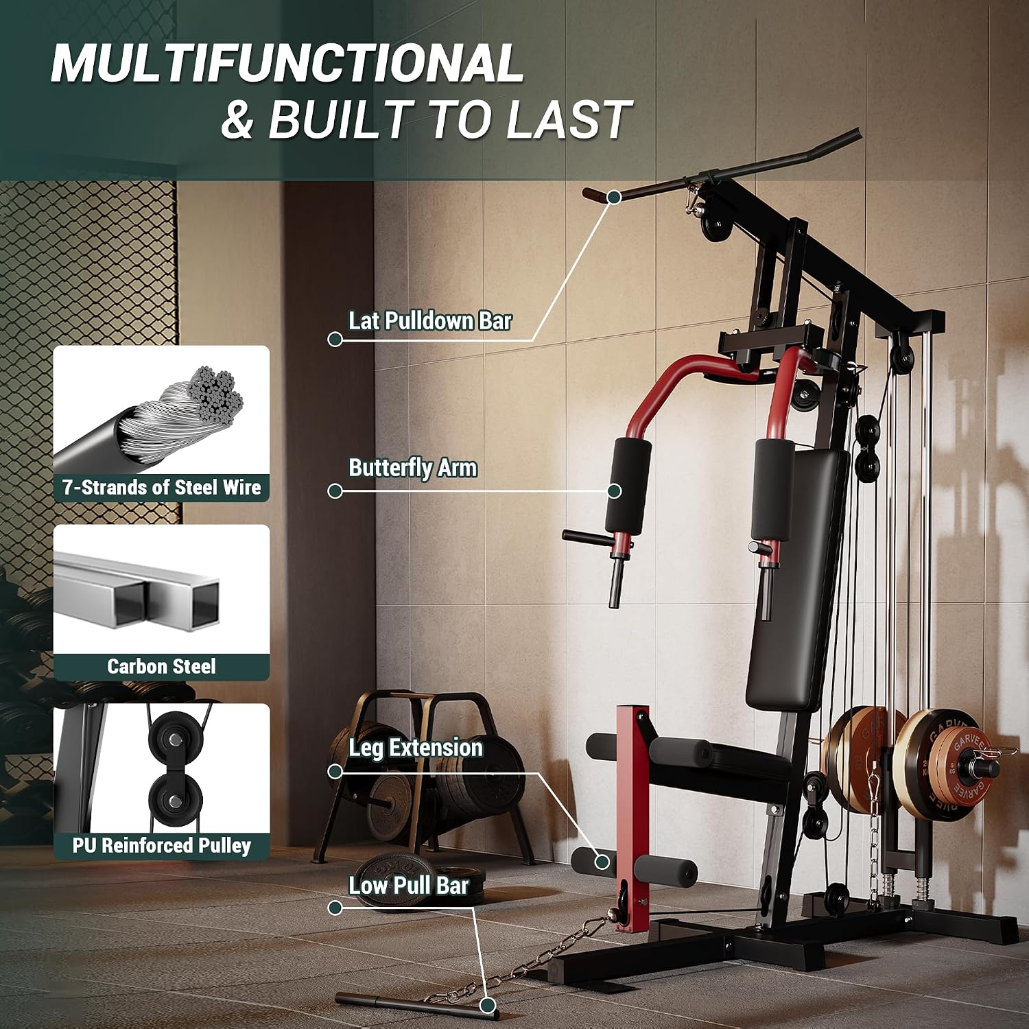 300LB All-in-One Gym Station Full Body Strength Training Machine