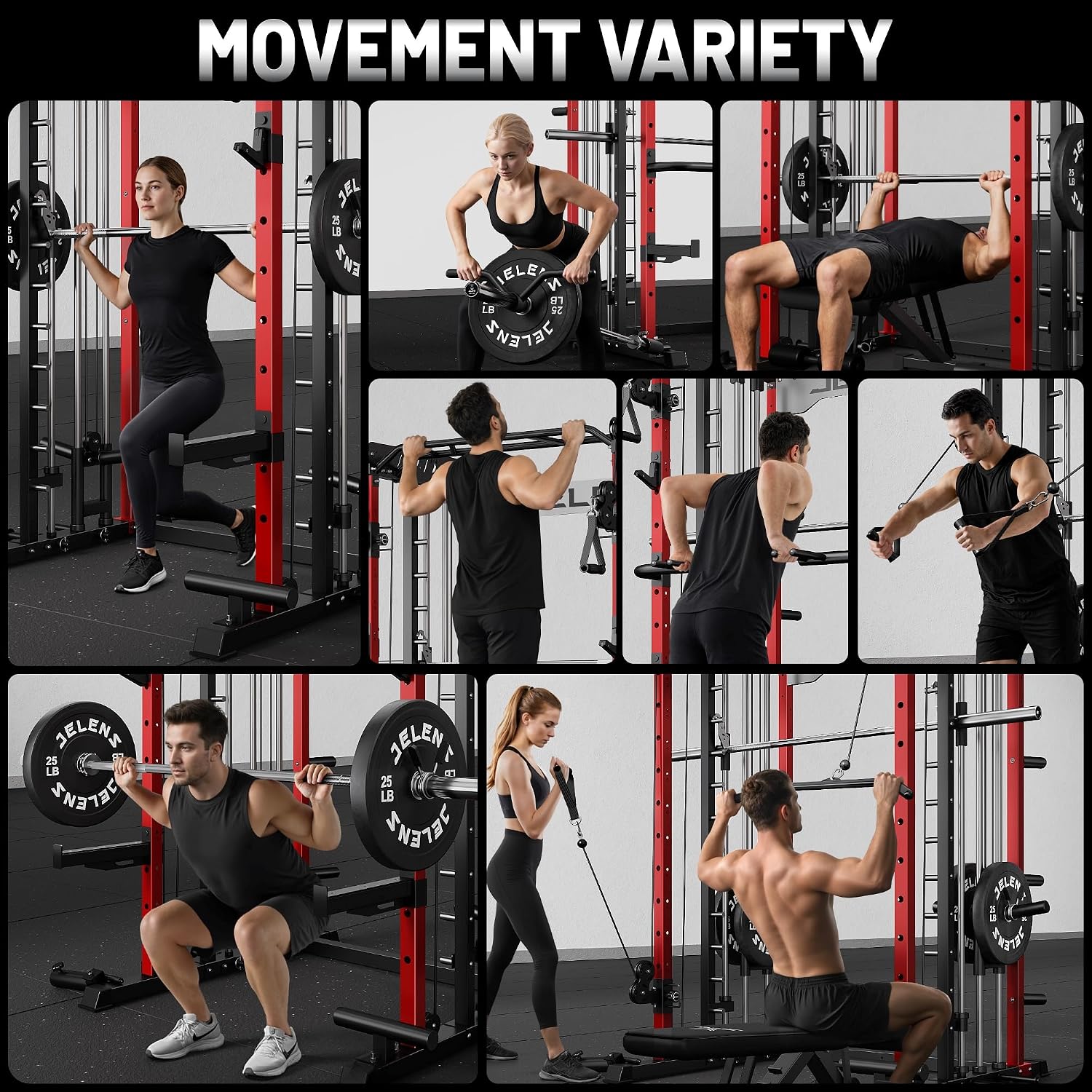 Multi-Function Smith Machine Power Cage Cable Crossover Home Rack