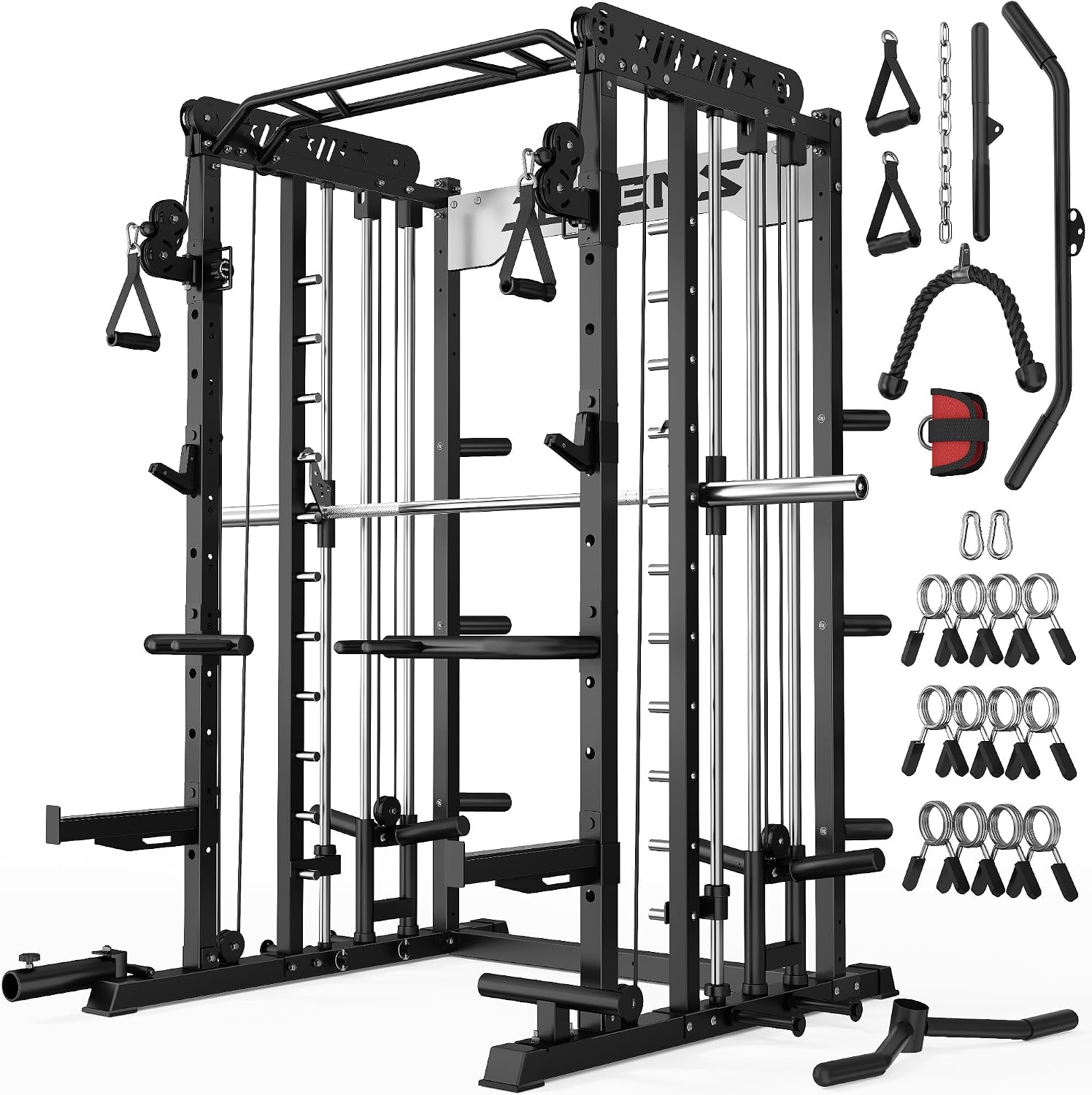 Multi-Function Smith Machine Cage Cable Crossover Home Squat Rack