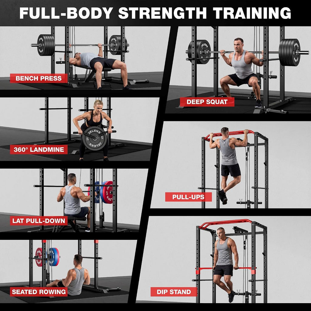 2000LB Multi-Function Power Cage LAT Pulldown Home Gym Rack