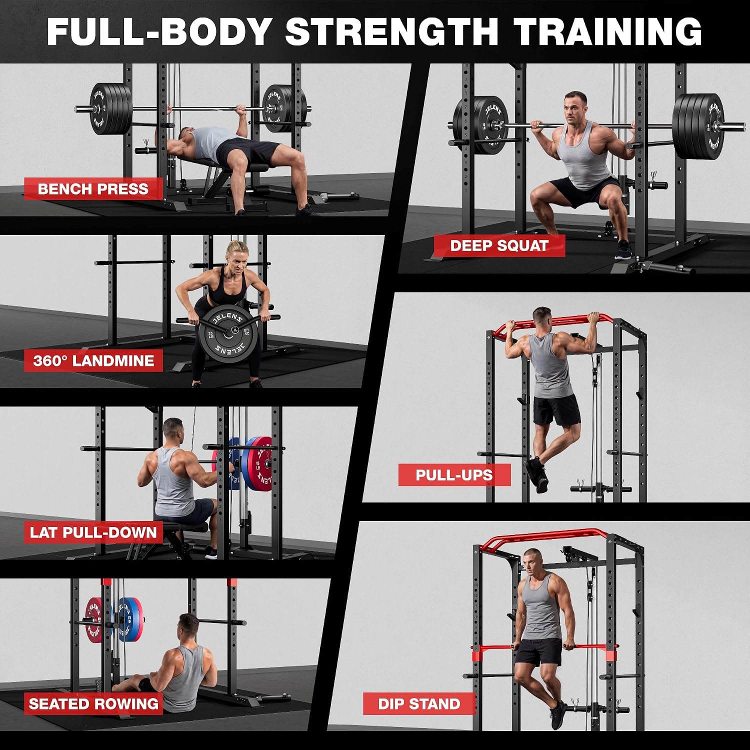 2000LB Multi-Function Power Cage LAT Pulldown Home Gym Rack