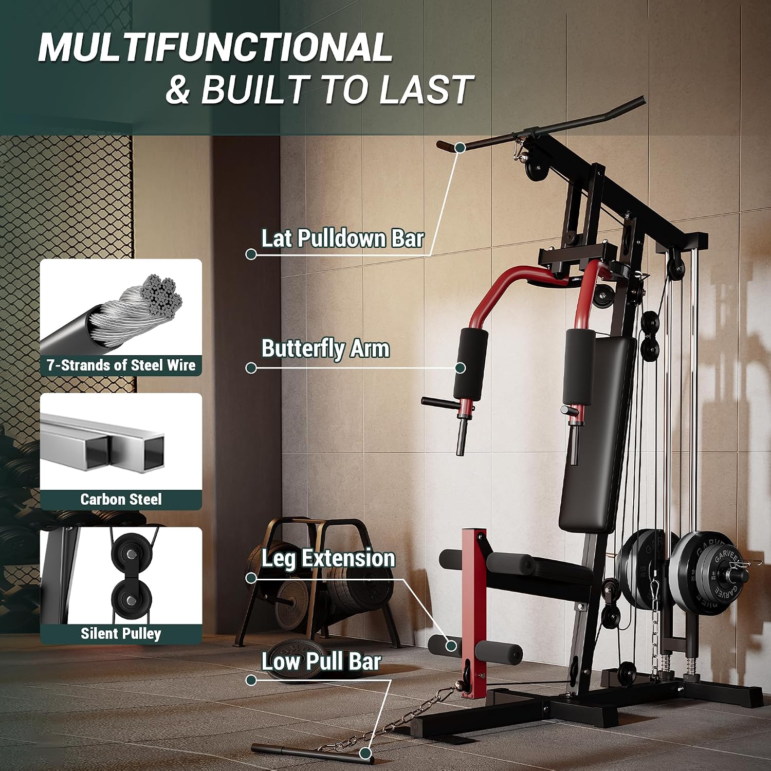 5-in-1 Full Body Gym Machine 300LB Multi Workout Attachments