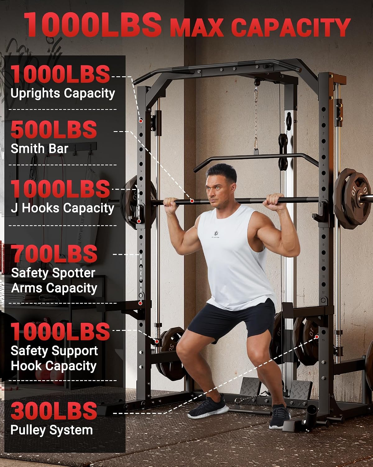 Multi-Functional Smith Machine Full Body Home Training Rack