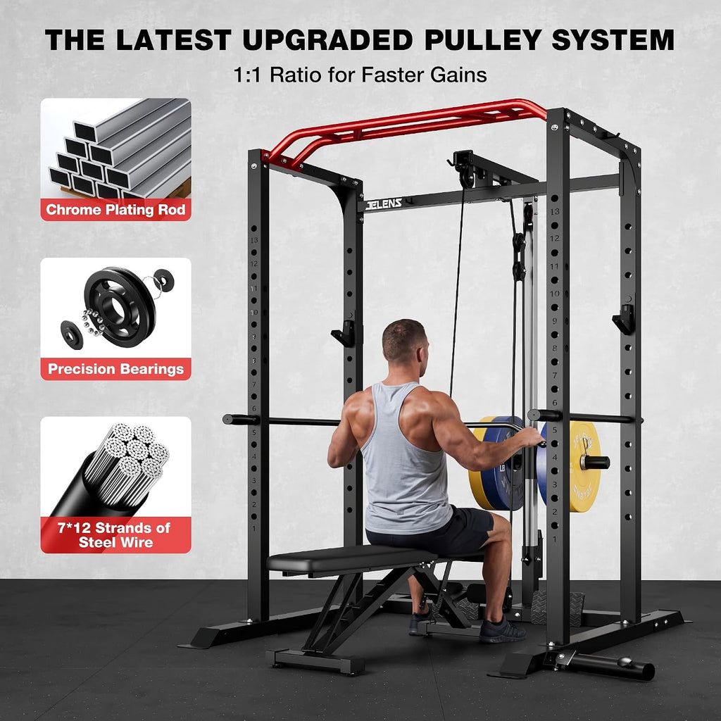 2000LB Multi-Function Power Cage LAT Pulldown Home Gym Rack