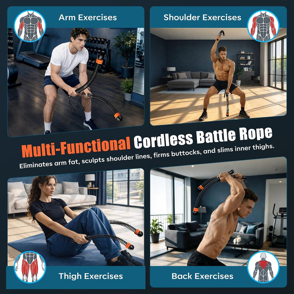 Adjustable Resistance Cordless Battle Rope Home Training Gear