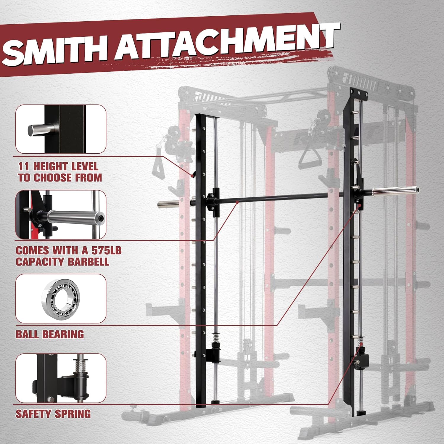 Multi-Function Smith Machine Cable Crossover Home Power Cage