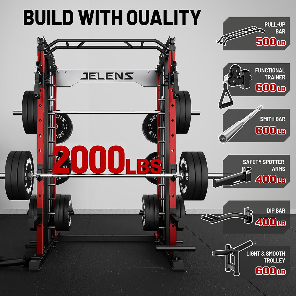 Multi-Function Smith Machine Power Cage Cable Crossover Home Rack