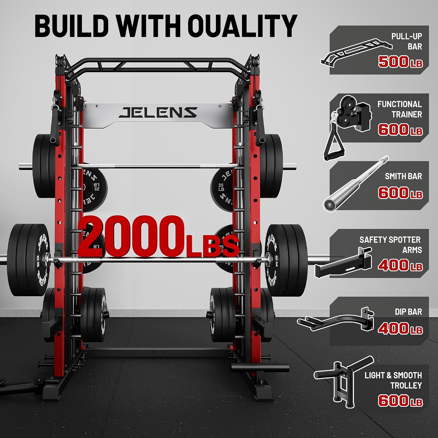 Multi-Function Smith Machine Power Cage Cable Crossover Home Rack